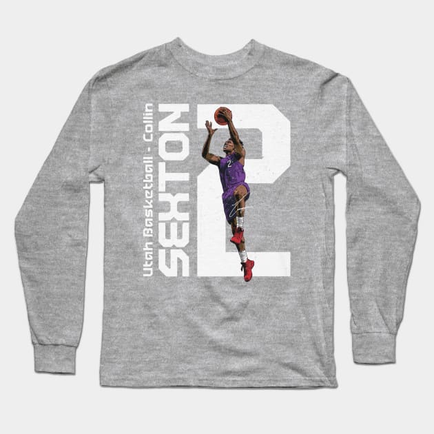 Collin Sexton Utah Vertical Long Sleeve T-Shirt by danlintonpro